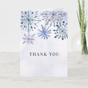 Rustige Waterverf Snowflakes Blue Winter Wedding Bedankkaart