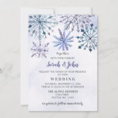Rustige Waterverf Snowflakes Blue Winter Wedding Kaart (Voorkant)
