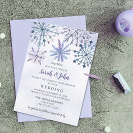 Rustige Waterverf Snowflakes Blue Winter Wedding Kaart