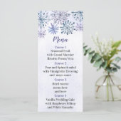 Rustige Waterverf Snowflakes Blue Winter Wedding Menu (Staand voorkant)