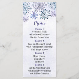 Rustige Waterverf Snowflakes Blue Winter Wedding Menu