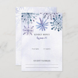 Rustige Waterverf Snowflakes Blue Winter Wedding R RSVP Kaartje