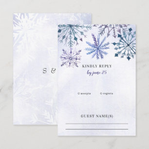Rustige Waterverf Snowflakes Blue Winter Wedding R RSVP Kaartje