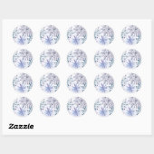 Rustige Waterverf Snowflakes Blue Winter Wedding Ronde Sticker (Vel)