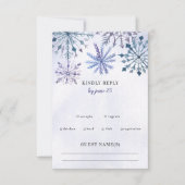 Rustige Waterverf Snowflakes Blue Winter Wedding RSVP Kaartje (Voorkant)