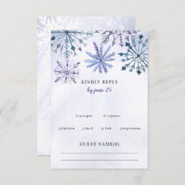 Rustige Waterverf Snowflakes Blue Winter Wedding RSVP Kaartje