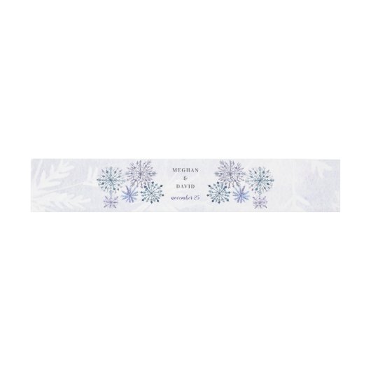 Rustige Waterverf Snowflakes Blue Winter Wedding Uitnodigingen Wikkel (Vlak)