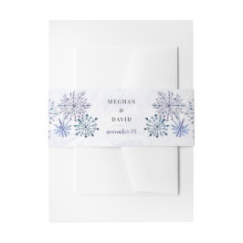 Rustige Waterverf Snowflakes Blue Winter Wedding Uitnodigingen Wikkel