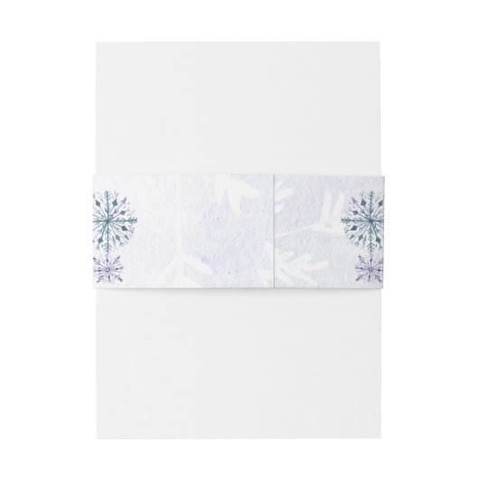 Rustige Waterverf Snowflakes Blue Winter Wedding Uitnodigingen Wikkel (Achterkant Voorbeeld)