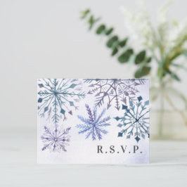 Rustige Waterverf Snowflakes Winter Wedding RSVP Uitnodiging Briefkaart