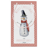 Rustige Waterverf Snowman-familie met prettige ker Klein Cadeauzakje (Achterkant)