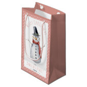 Rustige Waterverf Snowman-familie met prettige ker Klein Cadeauzakje (Voorkant Gekanteld)