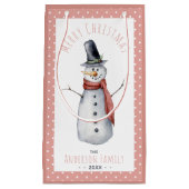 Rustige Waterverf Snowman-familie met prettige ker Klein Cadeauzakje (Voorkant)