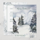 Rustige Waterverf Snowy Mountain Country Kerstmis Feestdagenkaart (Voorkant / Achterkant)