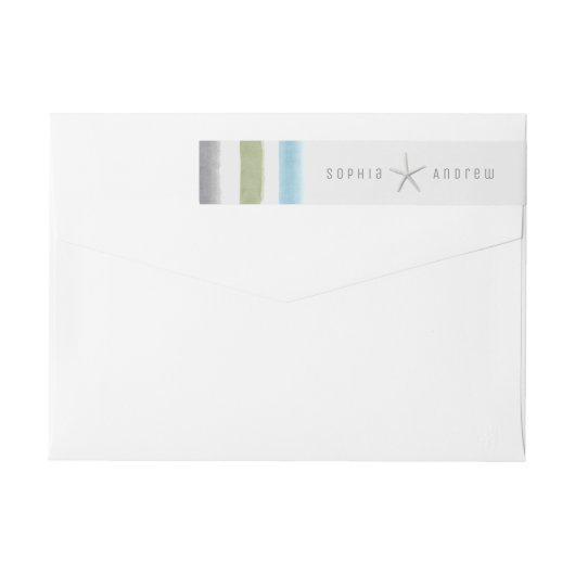 Rustige waterverf streept nautische strandbruiloft (Achterkant)