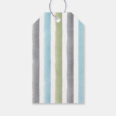 Rustige waterverf streept nautische strandbruiloft cadeaulabel (Achterkant)