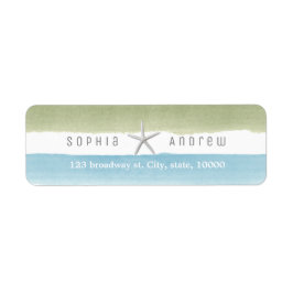 Rustige waterverf streept nautische strandbruiloft etiket