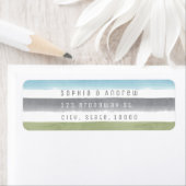 Rustige waterverf streept nautische strandbruiloft etiket (Insitu)