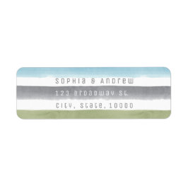 Rustige waterverf streept nautische strandbruiloft etiket