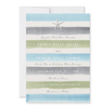 Rustige waterverf streept nautische strandbruiloft