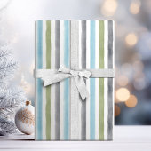 Rustige waterverf strepen strandbruiloft cadeaupapier