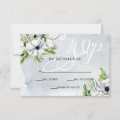 Rustige Waterverf Stusty Blue Natuur Floral Weddin RSVP Kaartje (Voorkant)