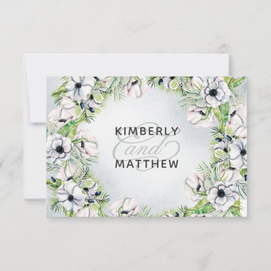 Rustige Waterverf Stusty Blue Natuur Floral Weddin RSVP Kaartje (Achterkant)