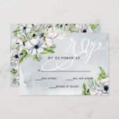 Rustige Waterverf Stusty Blue Natuur Floral Weddin RSVP Kaartje (Voorkant / Achterkant)