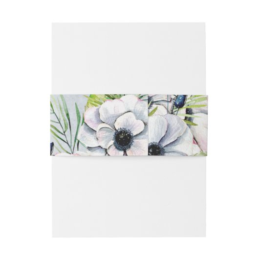 Rustige Waterverf Stusty Blue Natuur Floral Weddin Uitnodigingen Wikkel (Achterkant Voorbeeld)