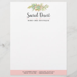 Rustige Waterverf Succulent Desert Cactus Boho Briefhoofd