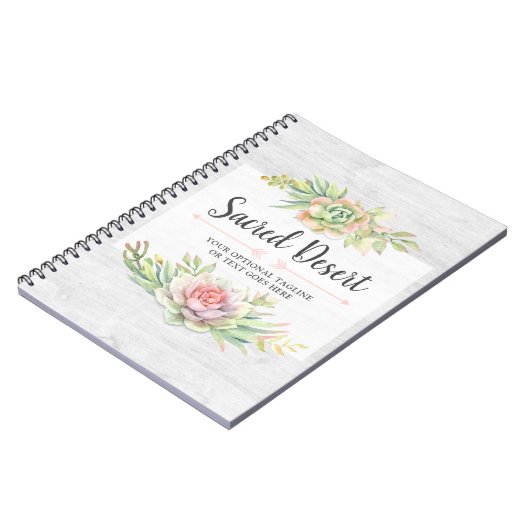 Rustige Waterverf Succulent Desert Cactus Boho Notitieboek (Linkerzijde)