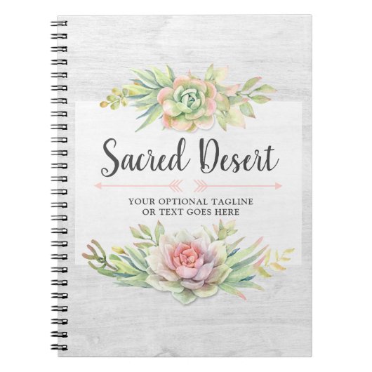 Rustige Waterverf Succulent Desert Cactus Boho Notitieboek (Voorkant)