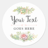 Rustige Waterverf Succulent Desert Cactus Boho Ronde Sticker (Voorkant)