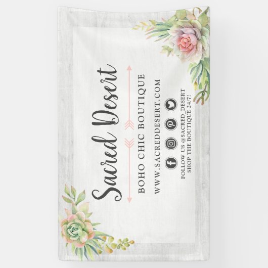 Rustige Waterverf Succulent Desert Cactus Boho Spandoek (Verticaal)