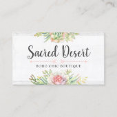 Rustige Waterverf Succulent Desert Cactus Boho Visitekaartje (Voorkant)