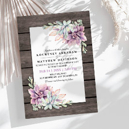 Rustige Waterverf Succulent Floral Wedding Kaart