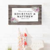Rustige Waterverf Succulent Floral Wedding Spandoek (Insitu)
