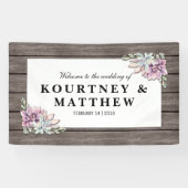 Rustige Waterverf Succulent Floral Wedding Spandoek (Horizontaal)