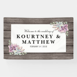 Rustige Waterverf Succulent Floral Wedding Spandoek