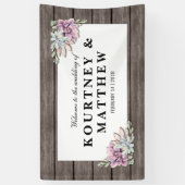 Rustige Waterverf Succulent Floral Wedding Spandoek (Verticaal)