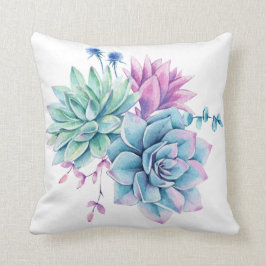 Rustige Waterverf Succulent Sierkussen