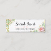 Rustige Waterverf Succulente Cactus Social Media Mini Visitekaartje (Voorkant)