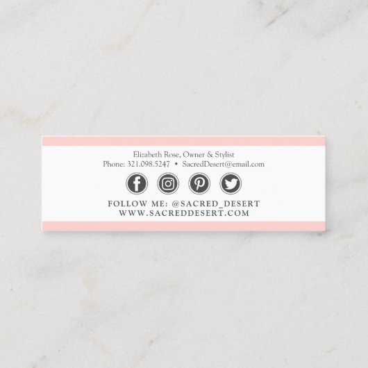 Rustige Waterverf Succulente Cactus Social Media Mini Visitekaartje (Achterkant)