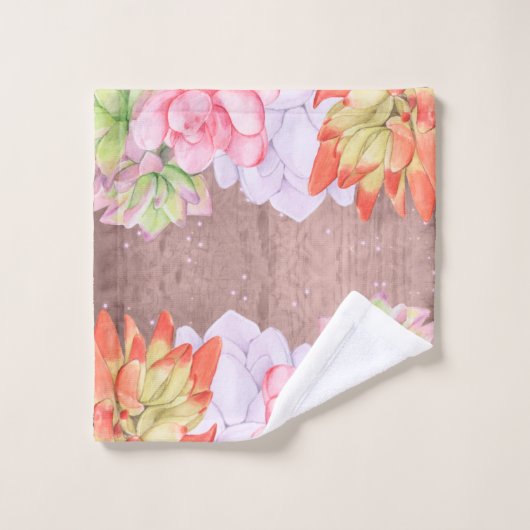 Rustige Waterverf Succulenten Bad Handdoek (Wasdoekje)