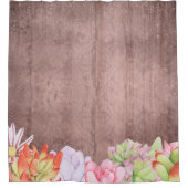 Rustige Waterverf Succulenten Douchegordijn (Voorkant)