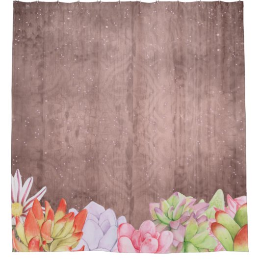 Rustige Waterverf Succulenten Douchegordijn (Voorkant)