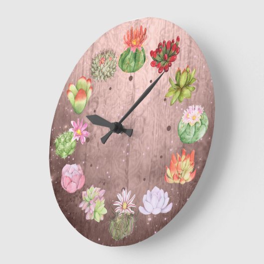 Rustige Waterverf Succulenten Grote Klok (Hoek)