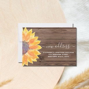 Rustige Waterverf Sunflower Barn Wood Nieuw adres Aankondiging