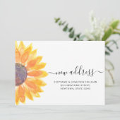 Rustige Waterverf Sunflower Nieuw adres Aankondiging (Staand voorkant)