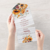 Rustige Waterverf Sunflower Wedding All In One Uitnodiging (Afscheurbaar)